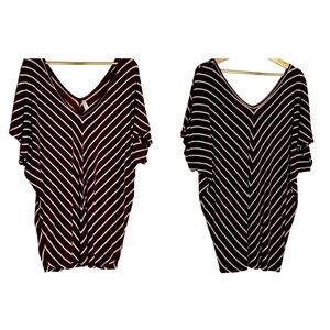 Vanity Oversized Maroon/White Striped Tunic Top